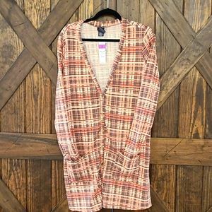 XL Agnes & Dora Essential Cardigan Coral Plaid